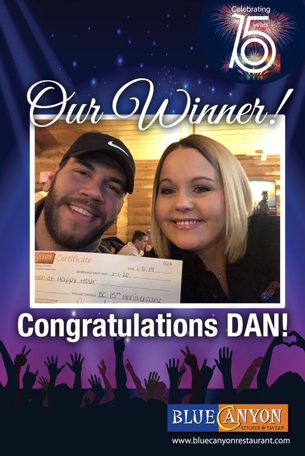 Bluecanyonkt's tweet photo. Congratulations to Dan for being our 15th person to walk into #happyhour! Jen our bartender presented Dan with $25 in Blue Canyon Bucks! Keep watching our social media posts to find out how you can become our next winner!
#bluecanyonkt #happyhour #itsjustcool #and15 https://t.co/8iBkBy59zi