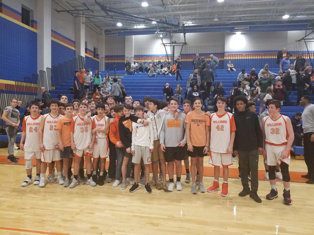 CoachKnighton's tweet photo. Hard fought game between Williams and Utley middle school tonight! Our freshmen had a great time supporting their old schools! The future of @rockwallhoops is in good hands! #JFND https://t.co/OBTum2V9cm