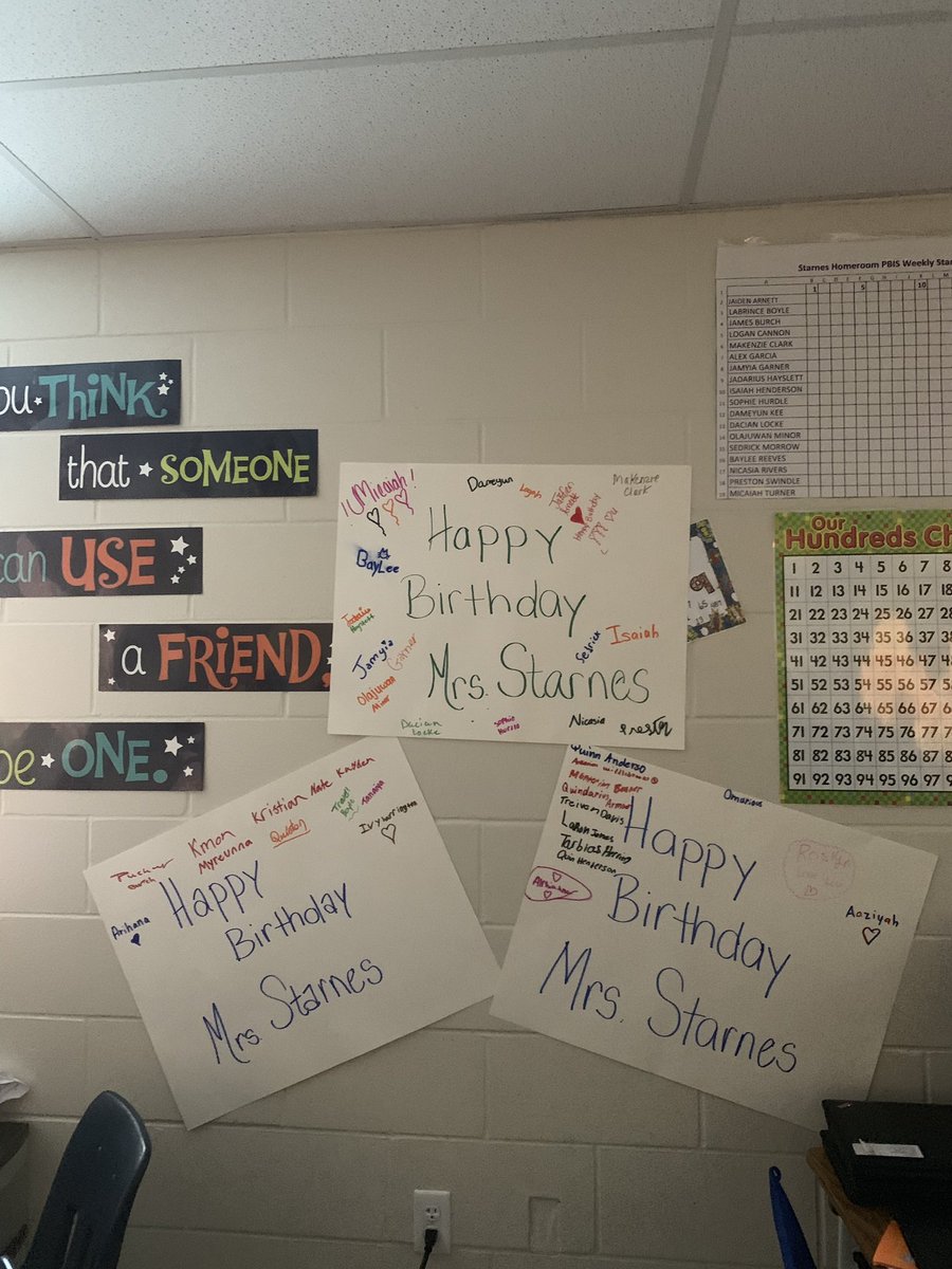 LisaStarnes27's tweet photo. My kids did an awesome job wishing me a happy birthday today! Loved all the letters and posters. ❤️@BCESMustangCity https://t.co/yZv8RcnMUp