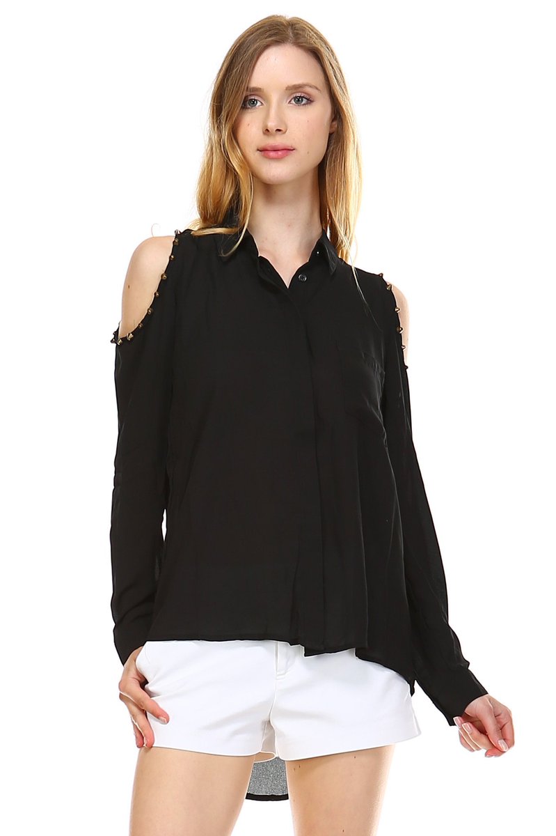 Topaze_Fashion's tweet photo. Women's Cut-out Shoulder Button Down Chiffon Top #ladiesfashion #style 
➤ https://t.co/i6sJDXsG9e https://t.co/jmxMevOvmA