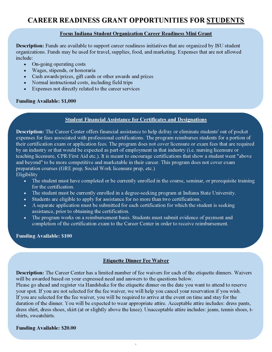 Career Readiness Grant Opportunities for faculty and students