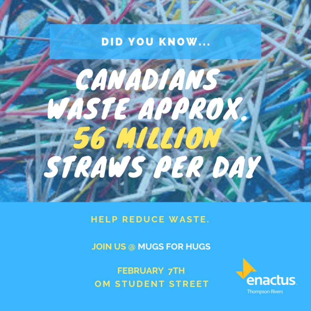 #mytru is doing their part by reducing plastic straw waste! Come see how we can reduce our single-use coffee cups! Thursday Feb 7th in Student Street, OM #mktg4422 #trusobe #enactus
