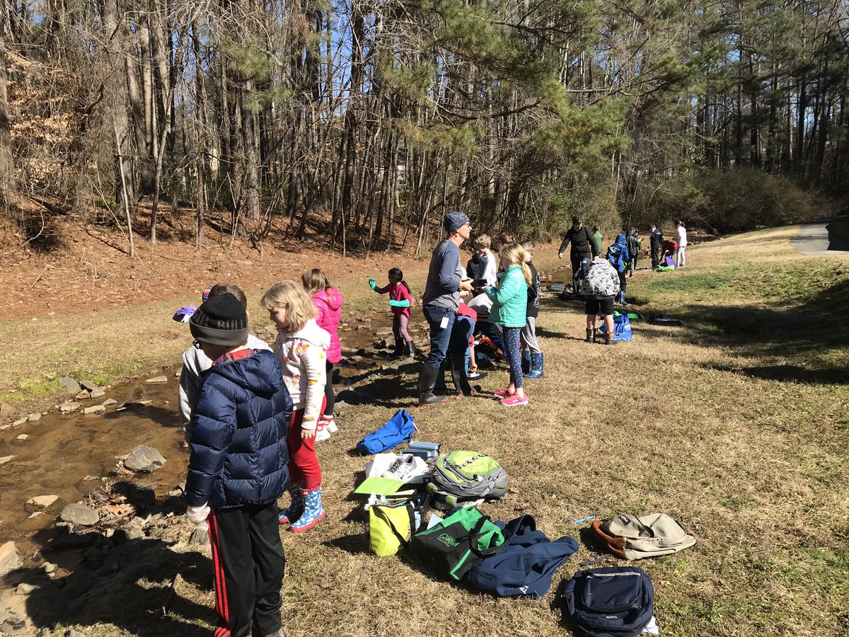 Bee-u-tee-ful day at the creek with our 3rd grade River Kids! #streammonitors #stewards #AdoptAStream #chemicaltesting #STEAMday @CobbAlp @TrittSTEM #target #lovetothinkhere