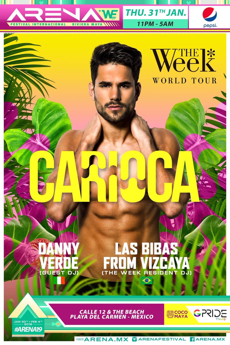 arenafestival's tweet photo. Tonight, The Week Brazil lands in Playa del Carmen for the festival. #CARIOCAPARTY presents the one and only @lasbibas along with @DannyVerde and @AlexLoDj Doors open at 11 pm! https://t.co/rZ4Co5FAT0