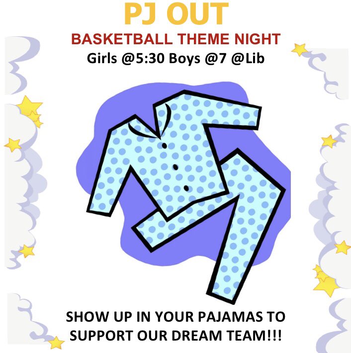 PromotedSports's tweet photo. PJ themed basketball night tomorrow!!! show up in your pajamas for our dream team!!! Girls @5:30 Boys @7 ❗️❗️🏀🦁 https://t.co/uJKm5FBDpc