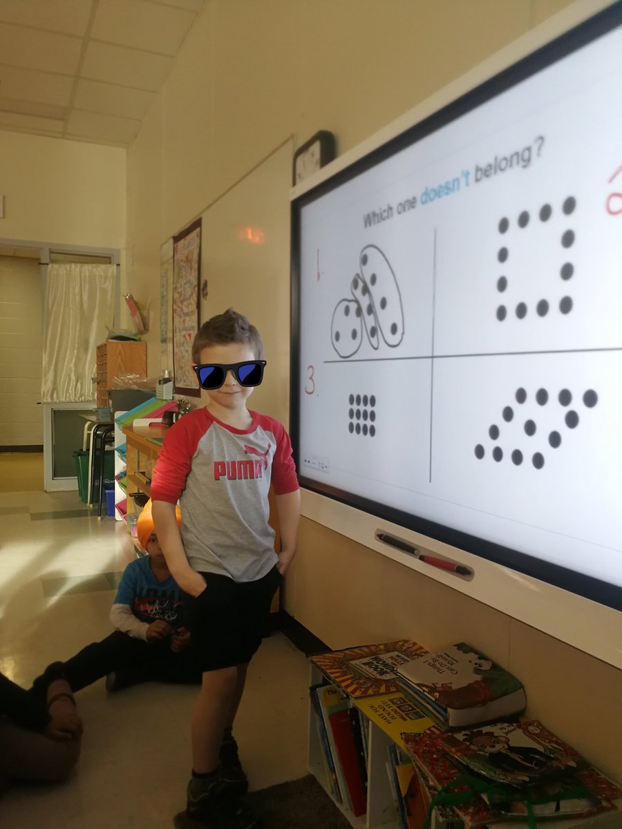 Which one of the dot pictures doesn't belong? Ss were eager and excited to practice identifying numbers, communicating their strategies with their classmates and explaining the similarities and differences between the four choices. #CJMlearns #cbemath #mathtalks #WeAreCBE