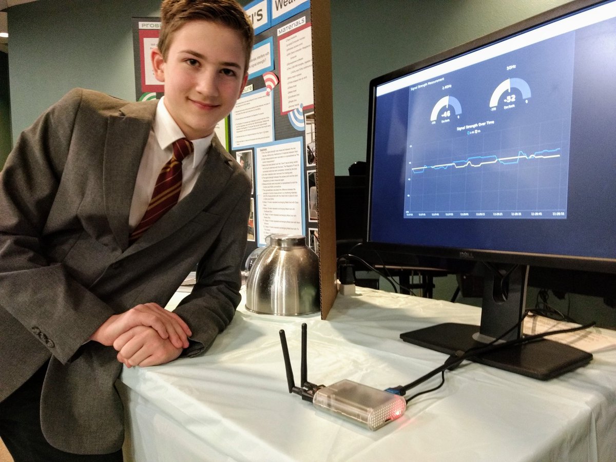 I'm proud of Cooper (12). He worked hard and presented a great #sciencefair project tonight, demonstrating how physical materials interefere differently with WiFi signals. Great job, bud!!!
#STEM #raspberrypi #nodered #sciencerocks