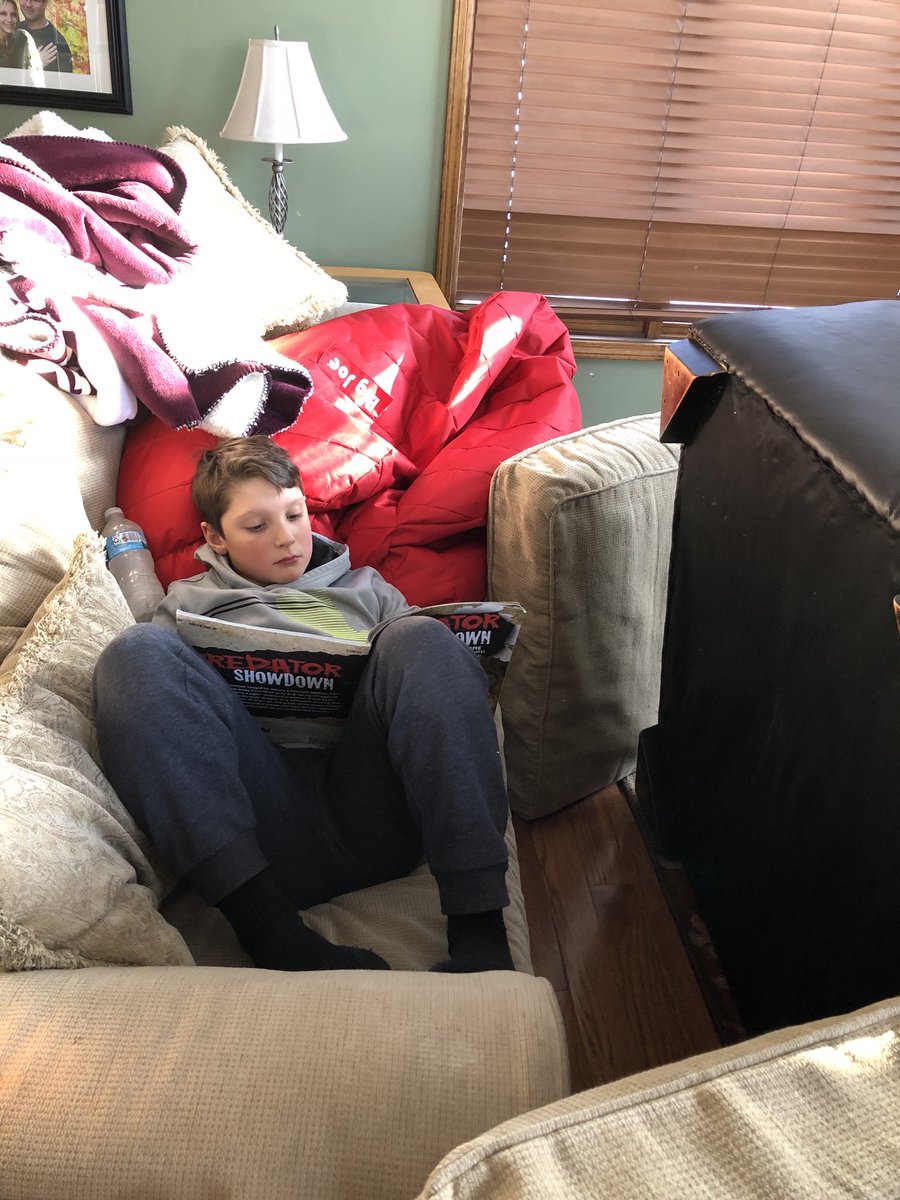 Mark decided to join our Reading Challenge with a cozy #ReadingFort
#mymomisateacher, <a href="/SLCSSayre/">Sayre Elementary</a>, 
Bring on the blue hair! #sayrestrong
