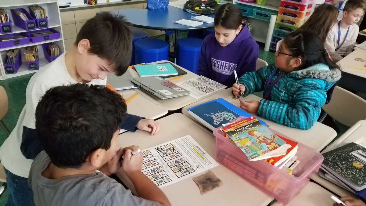 SraChupnick's tweet photo. Students in Gr4 @FranklinELsch in Mrs. Bentz's class played Tic Tac Toe to practice describing ourselves and our family members in Spanish! @dawn_bentz https://t.co/rCdg6DE70l