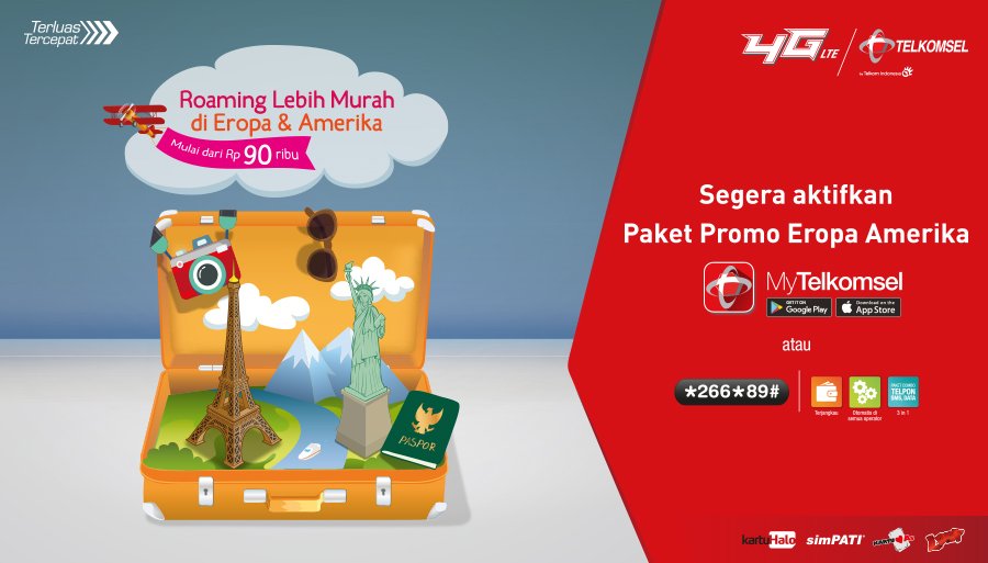 Telkomsel's tweet photo. Jangan khawatir akan boros pulsa saat berada di Italia atau Brazil! Telkomsel punya paket promo Eropa Amerika yang bisa kamu nikmati paketnya mulai dari Rp90.000 saja lho! Kunjungi https://t.co/cDM1VQXyla untuk bisa selalu #RoamingReady. https://t.co/AMhuyTVeZp