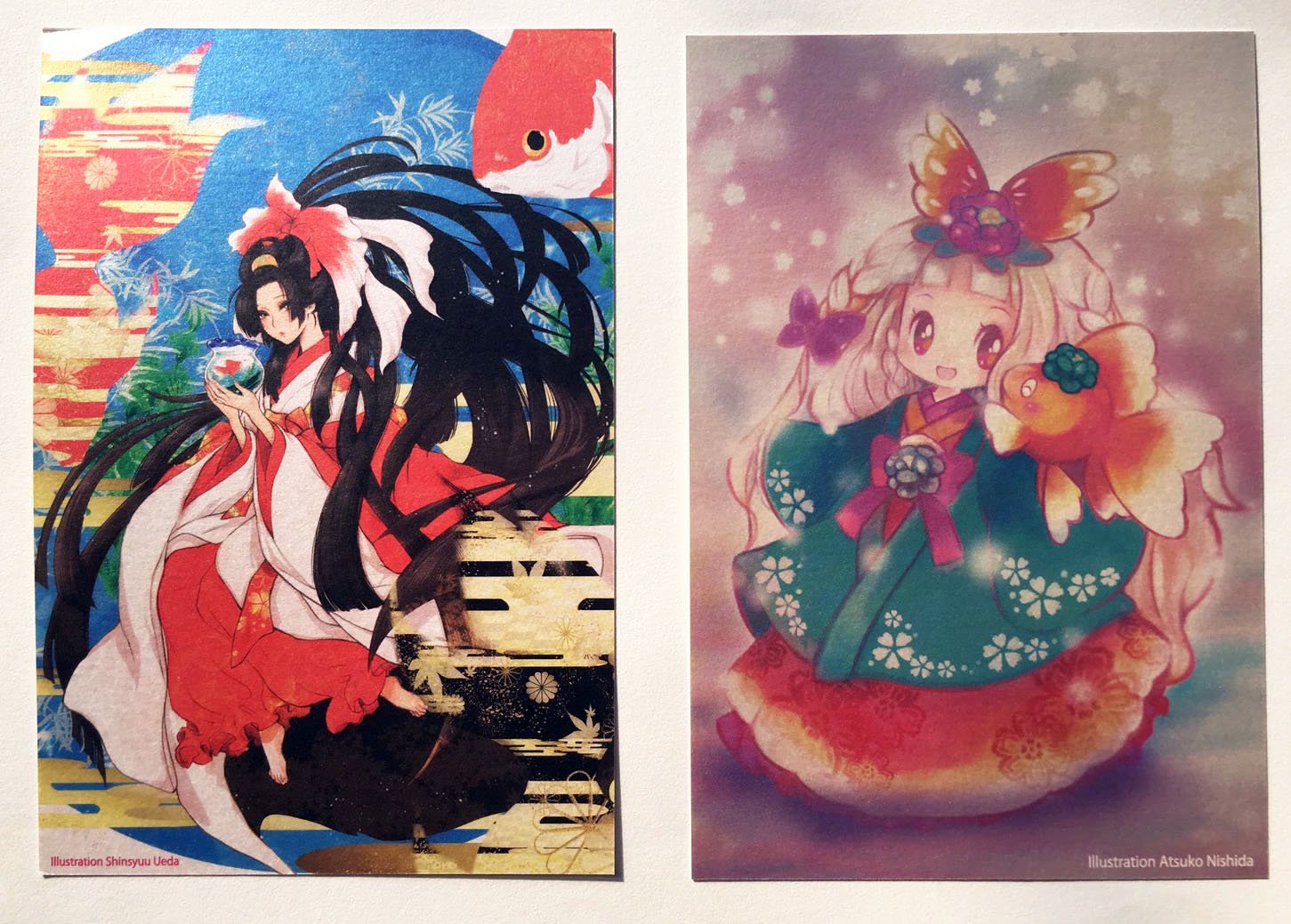 おひなさまときんぎょ 第5回おひなさまときんぎょ展で販売するグッズの紹介です にしだあつこさんオリジナルイラスト クリアファイル 300 キーホルダー 300 上田信舟さん にしだあつこさん オリジナルイラストポストカード2枚入 0 長洲町と青森県