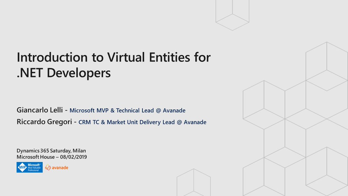 Giancarlo Lelli 🇪🇺 (@itsonlygianca) on Twitter photo .Join me and <a href="/_neronotte/">Riccardo Gregori</a> on February 8th for the next #Dynamics365 Saturday event in #Milan @ #MSHouse. We will be talking about Virtual Entities for the .NET #Developer. Register here: 365saturday.com/dynamics/milan… #MVPBuzz <a href="/emeamvp/">EMEA MVP Community</a> <a href="/microsoftitalia/">Microsoft Italia</a> @AvanadeItaly .Join me and <a href="/_neronotte/">Riccardo Gregori</a> on February 8th for the next #Dynamics365 Saturday event in #Milan @ #MSHouse. We will be talking about Virtual Entities for the .NET #Developer. Register here: 365saturday.com/dynamics/milan… #MVPBuzz <a href="/emeamvp/">EMEA MVP Community</a> <a href="/microsoftitalia/">Microsoft Italia</a> @AvanadeItaly