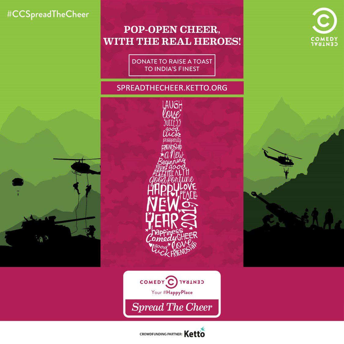 manasvivi's tweet photo. Ask not what your country can do for you, but what you can do to help the people that protect it.
Log on to https://t.co/ubihFwXgyZ, donate an amount you deem fit and Spread The Cheer among the BSF! #CCSpreadTheCheer
Comedy Central India https://t.co/ceeV9BEw1Q