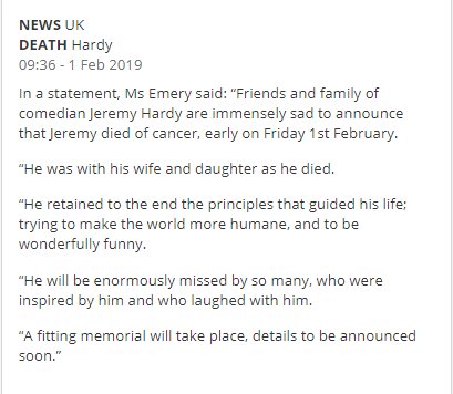 WoodwardRJ's tweet image. Jeremy Hardy "retained to the end the principles that guided his life: trying to make the world more humane, and to be wonderfully funny", his publicist said