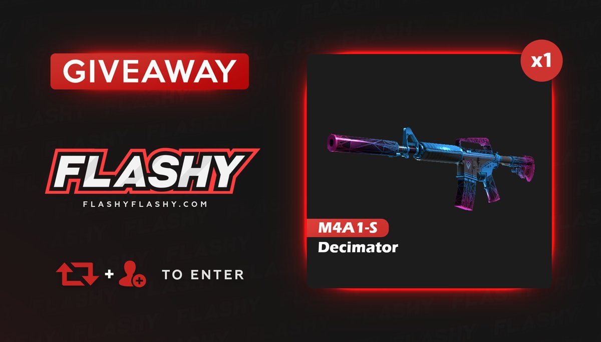 flashyflashycom's tweet image. 🔥 24H GIVEAWAY !!! 🏆 M4A1-S | Decimator !

To win:
🔻 Visit to support us: flashyflashy.com
🔻 Visit for more raffles: flashyraffles.com
🔻 Retweet
🔻 Follow us
🔻 Turn on twitter notifications

#flashyflashy #giveaway #csgoskins #CSGOGiveaway