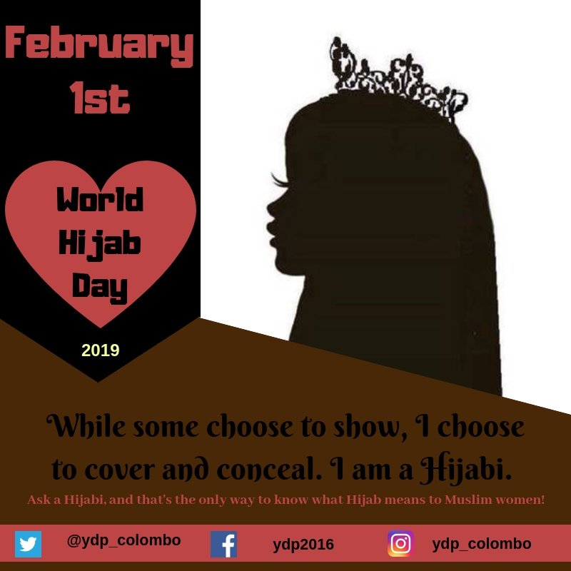 ydp_colombo's tweet photo. “Hijab is the veil that has to be drawn over our body. our behavior and our speech.”
#Happy_Hijab_Day!

#World_Hijab_Day 2019
#Happy_in_Hijab
#Freedom #Safe #love https://t.co/yjeZ315d4w