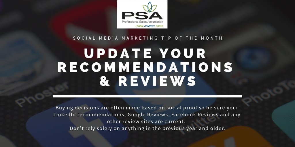 #MarketingTip of the month: Make sure to update your recommendations 
&amp; reviews