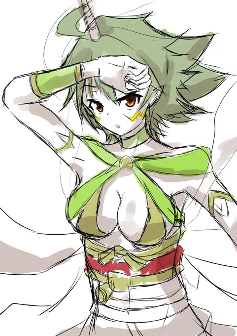 一年前に描いた風神とほとんど同じ構図で描いてみた 