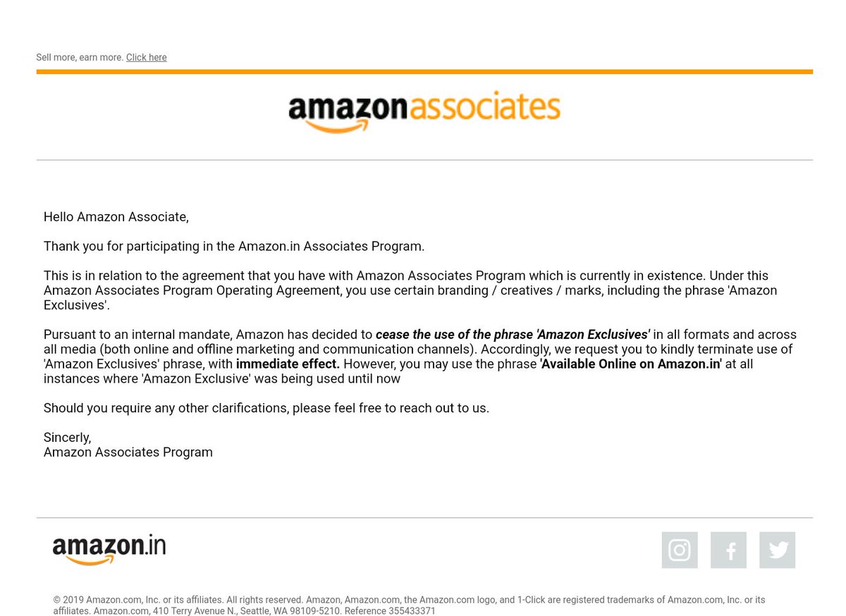 Amazon asks all affiliates to remove Amazon Exclusive from the marketing messages.

It has started.

#ecommerce #ModiReforms?