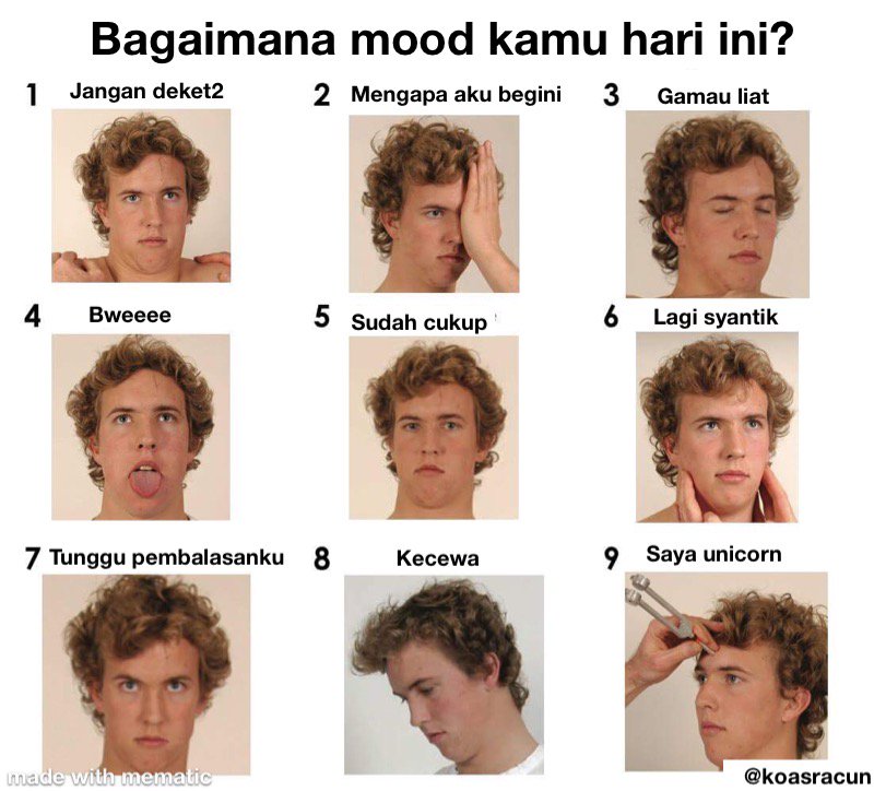 Tuliskan tiga mood dominan kamu hari ini
