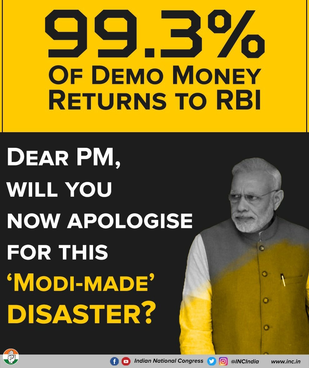 Two years on, the Modi Govt is still in denial on the Disaster that was  #Demonetisation. PM Modi, India is still waiting for an apology. #Budget2019  #AakhriJumlaBudget