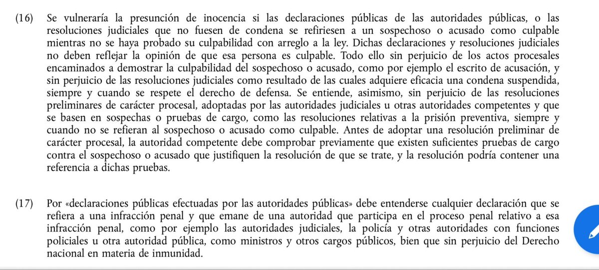 Mentre envien els presos polítics a Madrid per a ser jutjats, el govern espanyol del 'dialogant' Pedro Sánchez ja els ha condemnat. El que fa Borrell vulnera la directiva europea sobre presumpció d'innocència. Però no passarà res. Les directives europees són per fer bonic...