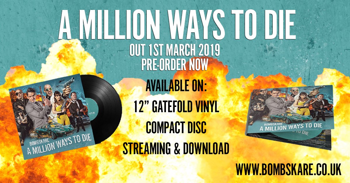 B0MBSKARE's tweet photo. IT'S ALBUM ANNOUNCEMENT DAY! Our new album 'A Million Ways To Die' will be out on 1st March but you can pre-order lots of different album options today from https://t.co/4N00vNyu2k with every pre-order you get a free download of 'Slow Lane' which is out today #bombskare #amwtd https://t.co/c7q2fcNqDI