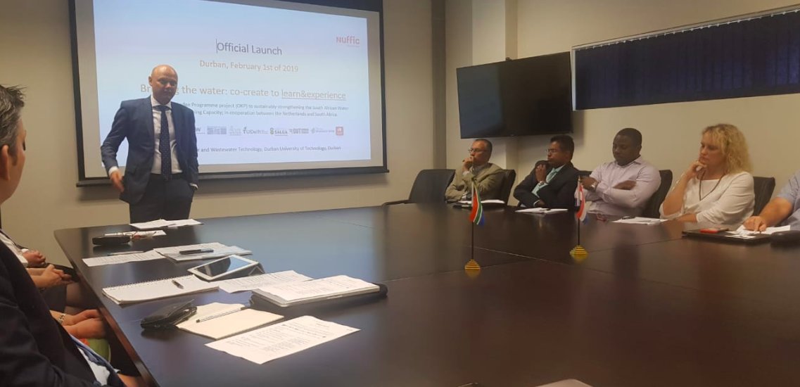 NLinSouthAfrica's tweet image. Celebrating the official launch of the Orange Knowledge Programme in Durban. Working #together to strengthen the South African Water education and training capacity. #OrangeKnowledgeProgramme