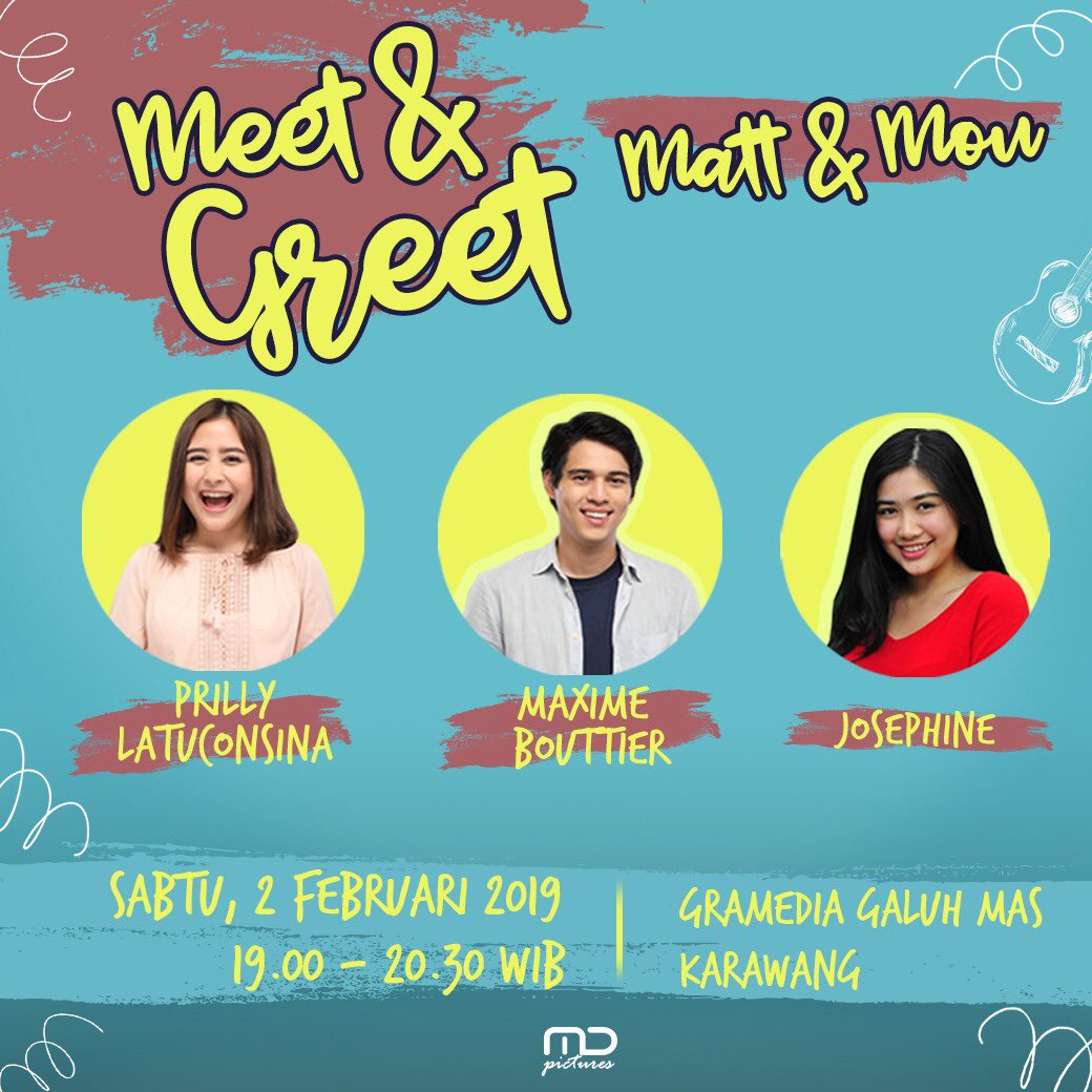 MattNMou's tweet photo. Weekend ini lebih seru kalau ketemu LANGSUNG dengan cast #MattNMou! Catat tempat dan jamnya ya. Jangan lupa beli tiket nontonnya. 🤗💙💖 https://t.co/F0rPW0MuFt