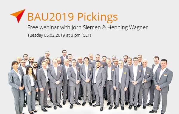 OrgadataAG's tweet image. It&apos;s webinar time. @Jörn Siemen and @JaHeWa will present you the Orgadata highlights of this years BAU 2019 in a free English-only Webinar. 

Sign-Up: attendee.gotowebinar.com/register/36439…

#bau2019 #webinar #free #learning #logikal #logikalmes #training #software #fenestration #orgadata