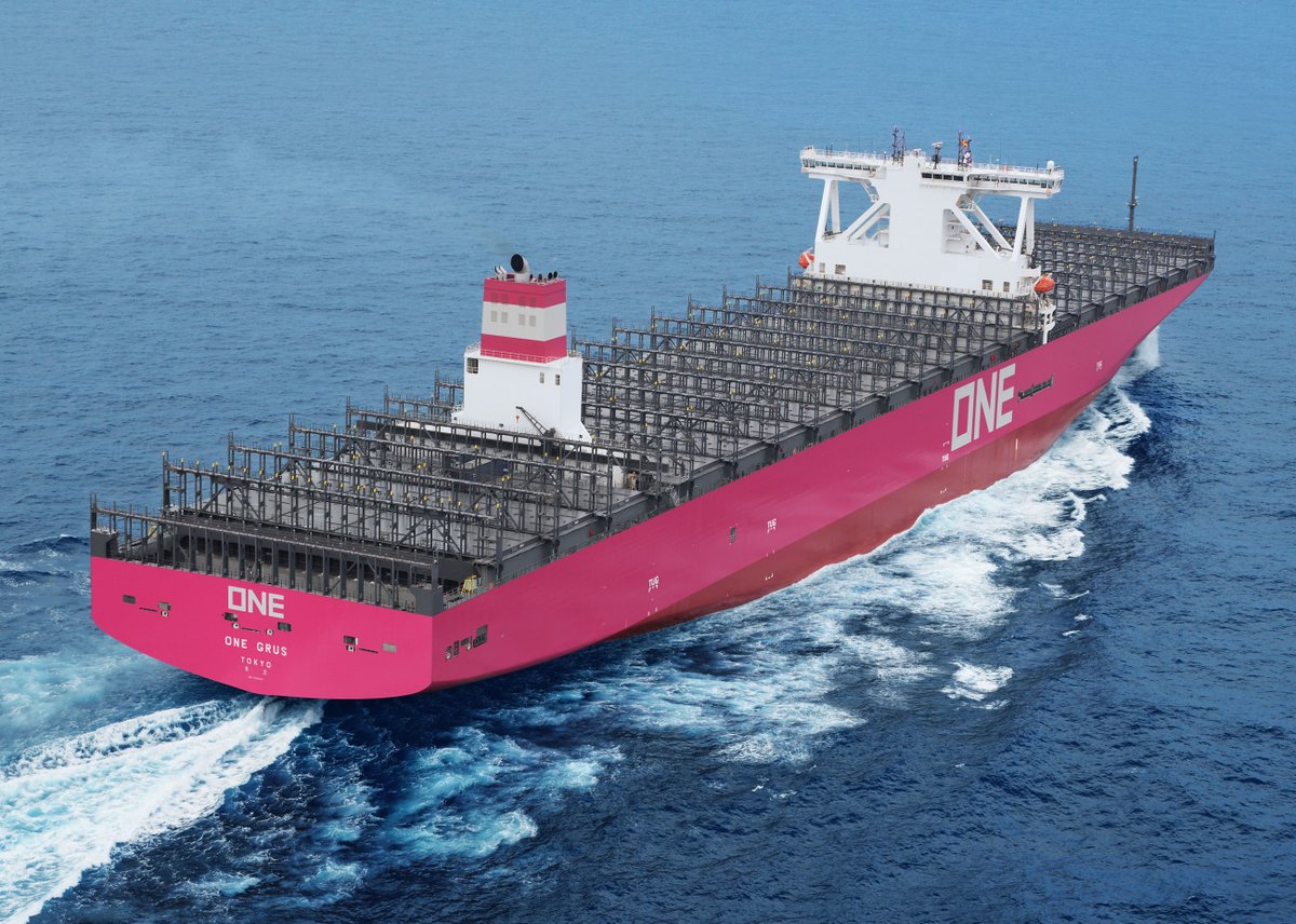 Ocean Network Express (ONE) announces delivery of 14,000-TEU Container ship ONE GRUS
vesselfinder.com/news/14509-Oce… #ONE #OceanNetworkExpress #containership #OneGrus #KureShipyard #JMU #NipponYusenKaisha