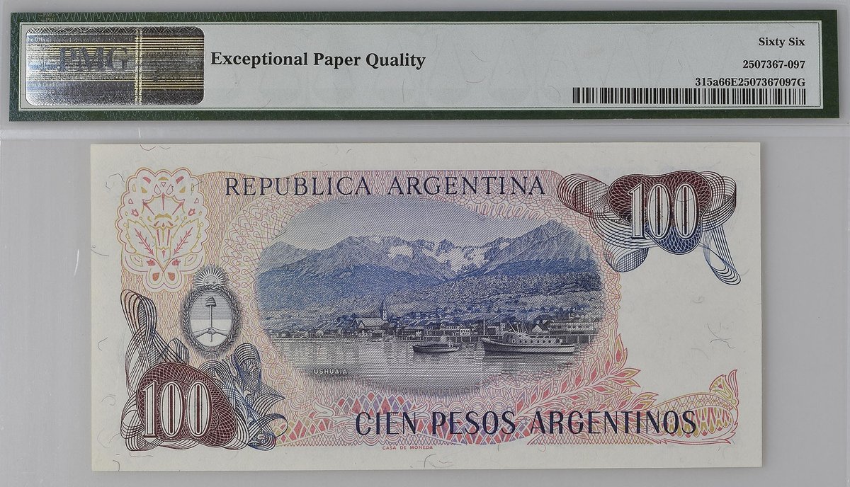 PMGnotes's tweet image. Note of the Day: Argentina, Banco Central 1983-85, 100 Pesos Argentinos
#pmg #pmgnotes #papermoney #currency #banknote #banknotes #note #notes #argentina #pesos