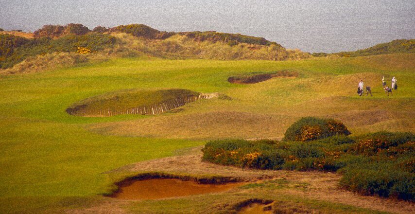 buffalogolfer's tweet photo. Scale is alarming at Old #eieio #hadAfarm Macdonald .@BandonDunesGolf .@BandonOR Here, it’s the ascent, the gorse, the sleeper ties, and even those tiny humans on the right! #bandonBunch https://t.co/szbzJByRu7