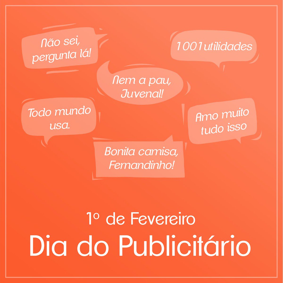 Por trás de grandes ideias, o esforço e criatividade de grandes profissionais.

Hoje o dia é nosso! Desejamos a todos vitaminados e a vocês um feliz dia do publicitário! 🧡🥂