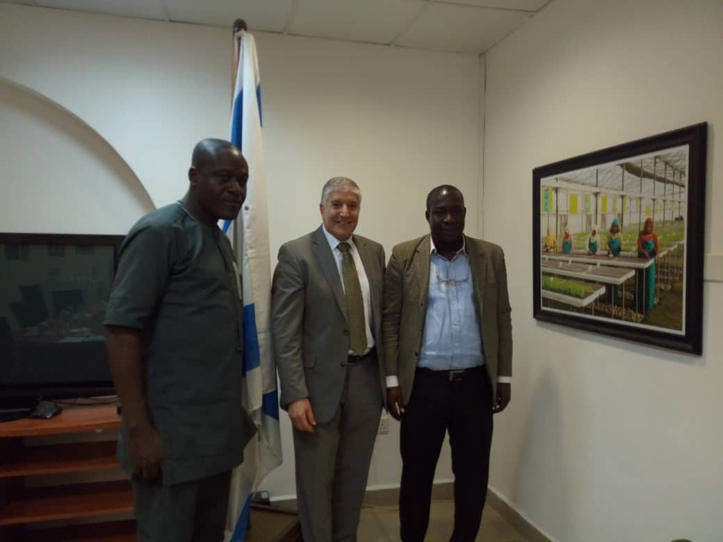 AgritechNig's tweet photo. Yesterday, #AgritechNig met with the new Ambassador of Israel, H.E. Shimon Ben-Shosham at the embassy in Abuja with the leadership of Israeli companies in Nigeria.

We reasoned ways to mobilize all Israeli #ag companies in Nigeria and other W/African countries to #AgritechNig2019 https://t.co/KwBTWICXqf