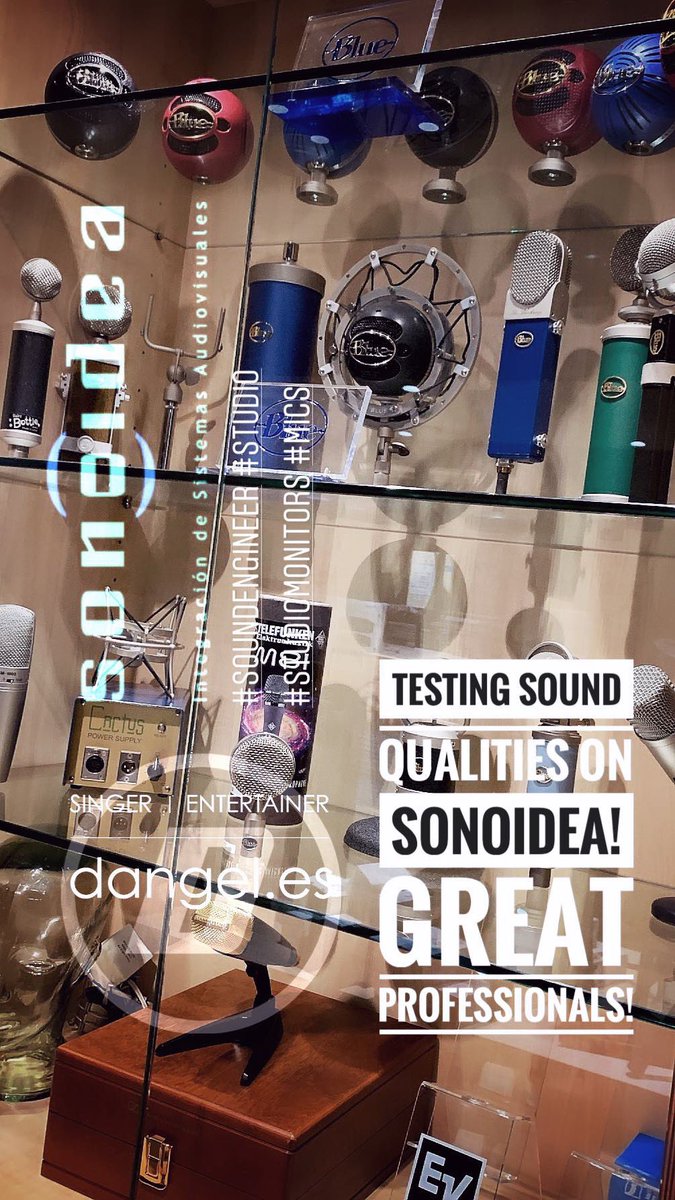 oficialdangel's tweet photo. Testing sound qualities on @sonoidea 🎶 Great professionals!
#sonoidea #Valencia #España #sonido #audio #estudio #monitor #monitores #altavoces #speakers #mics #microphone #studio #studiomonitors #Genelec #Blue #studiotime #sound #soundsgood https://t.co/FfS1RLHgRe