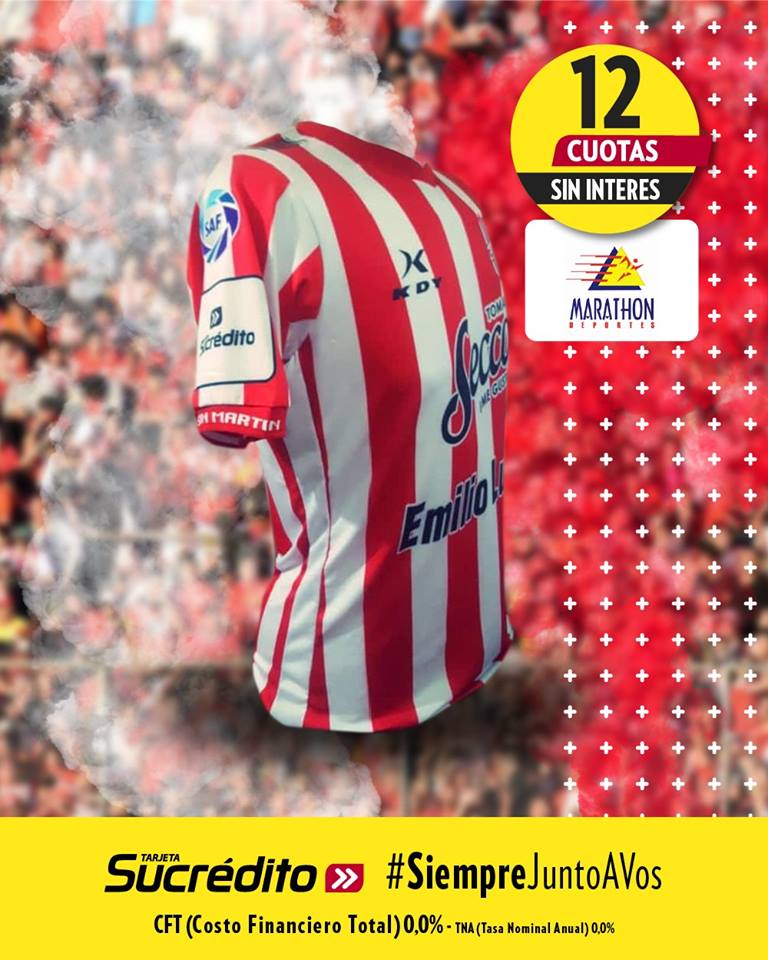 ¿Ya tenés la camiseta nueva de #SanMartin de #Tucuman? Conseguila en <a href="/MarathonOk/">Marathon Deportes</a> en 12 cuotas sin interés con tu #Sucrédito y estrenala en la cancha en el partido de hoy! ⚽️⚽️⚽️
