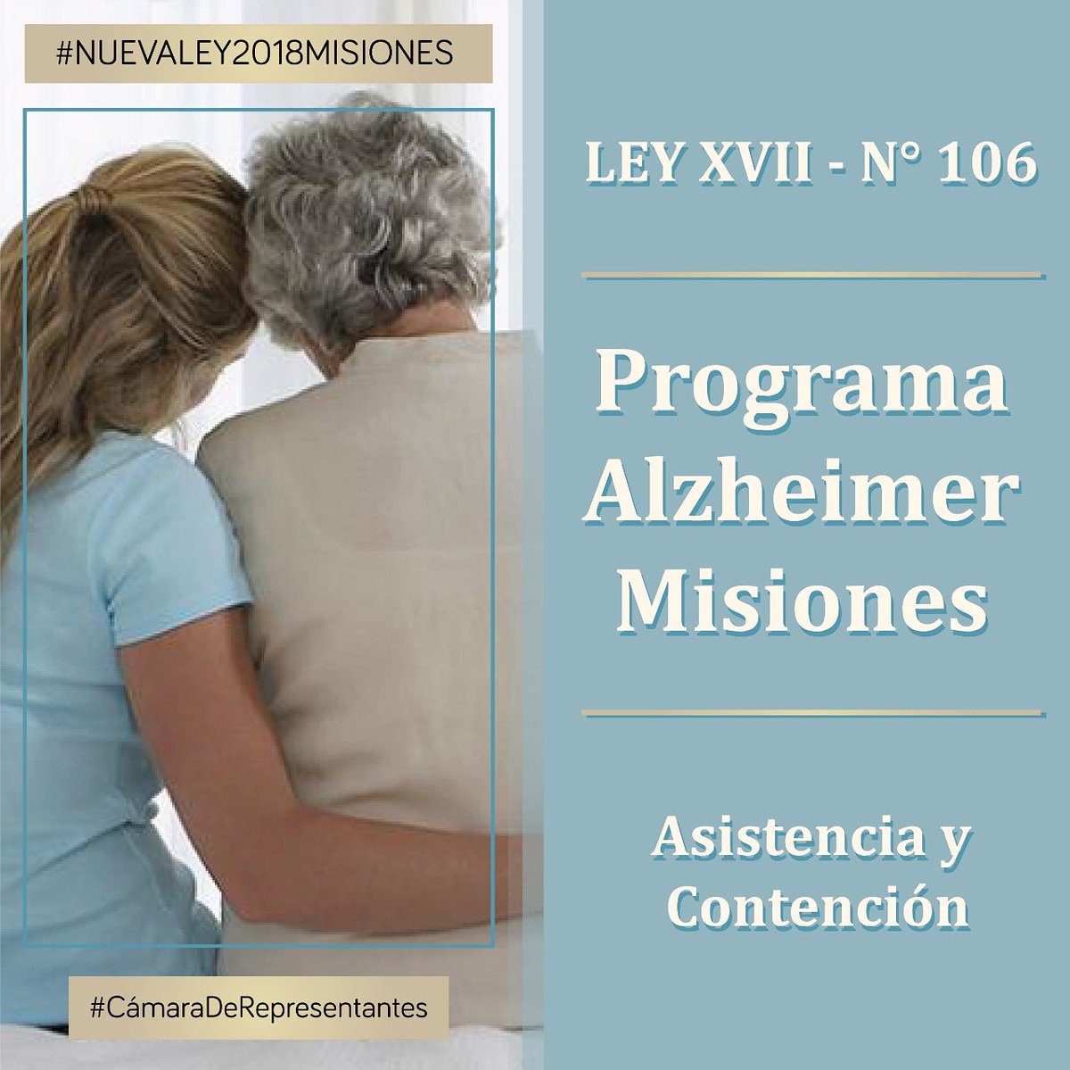 InformacionLeg3's tweet photo. ¿Sabías qué #Misiones cuenta con una Ley que crea el #ProgramaAlzheimer?
Su objeto es promover un sistema de salud destinado a la detección temprana y rehabilitación de las personas que padecen dicha enfermedad #VanguardiaLegislativa @rovira_carlos @passalacquaok @herrerayflia https://t.co/RgxjYjC9If