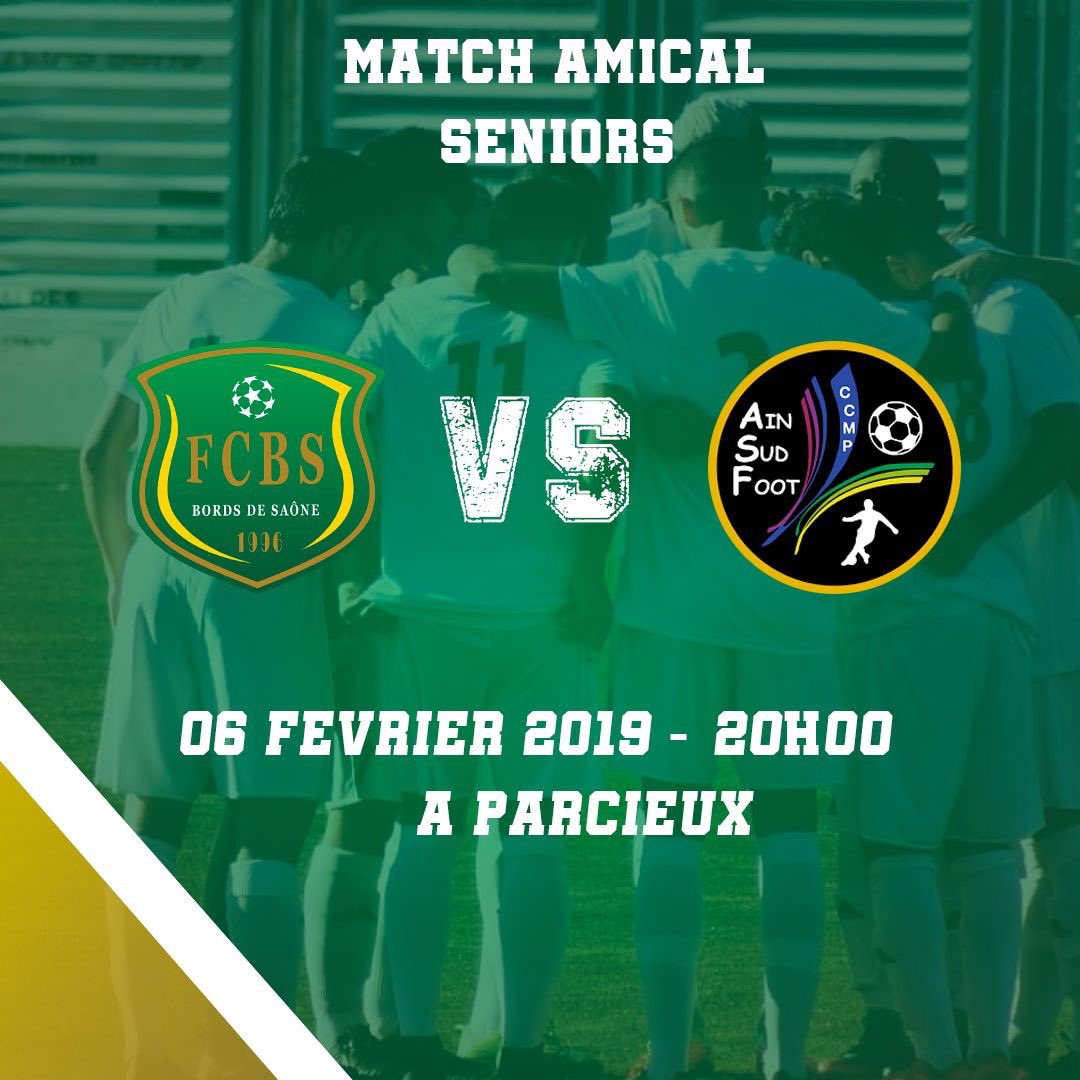 FootballFCBS's tweet image. ⚠️ MATCH AMICAL 
⚽️ @FootballFCBS (R2) - AIN SUD FOOT (N3)
🗓 Mercredi 6 Février à 20h00
📍#Parcieux
