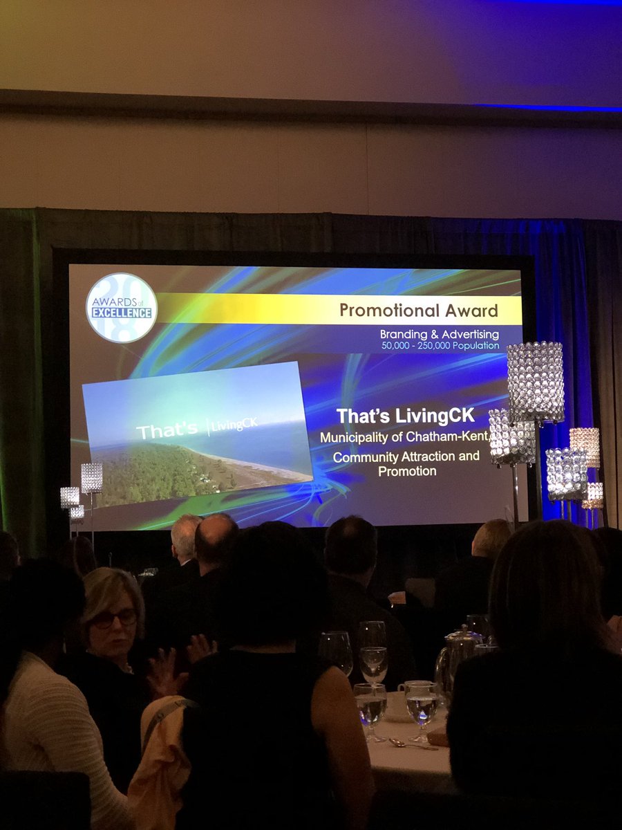 LivingCK's tweet photo. A big win for #CKont last night! 
Community Attraction and Promotion took home the Promotional Award for Branding and Advertising for the #ThatsLivingCK marketing campaign at the @edco1edco Awards of Excellence. Thanks to everyone who helped us show how great #LivingCK can be! https://t.co/FlIV0tOi6O