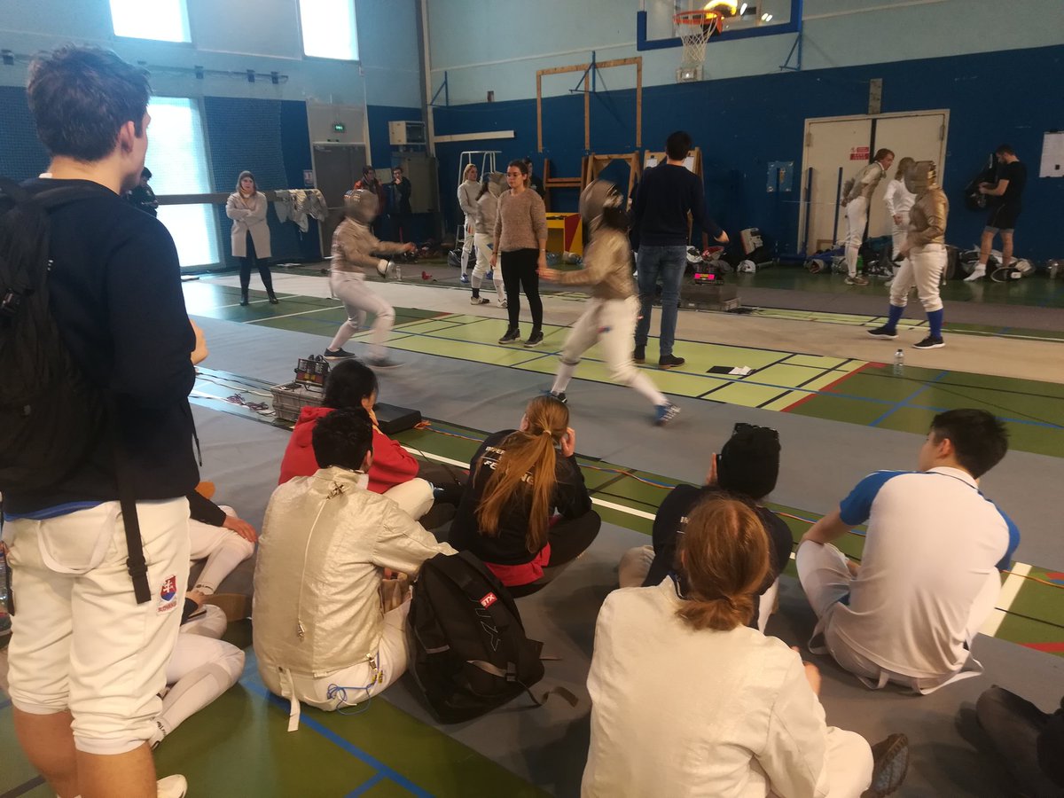 IC_Fencing's tweet photo. Imperial Fencers come on mass to support the remaining fencers on Paris Tour. Apostolos into sabre last 16, Sherry into the last 8. #goic #ComeOnIC #challengexsystra #ParisTour https://t.co/TFFILnI3MD