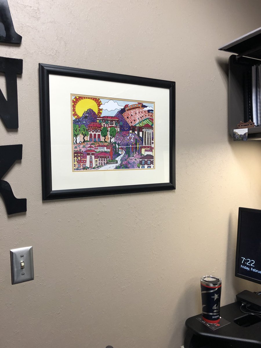 macrmcl's tweet photo. Happy Friday indeed. Finally got my @gabaldonart UTEP print up in the office #utep #PicksUp #localart ⛏ https://t.co/V2uDuqzuHy