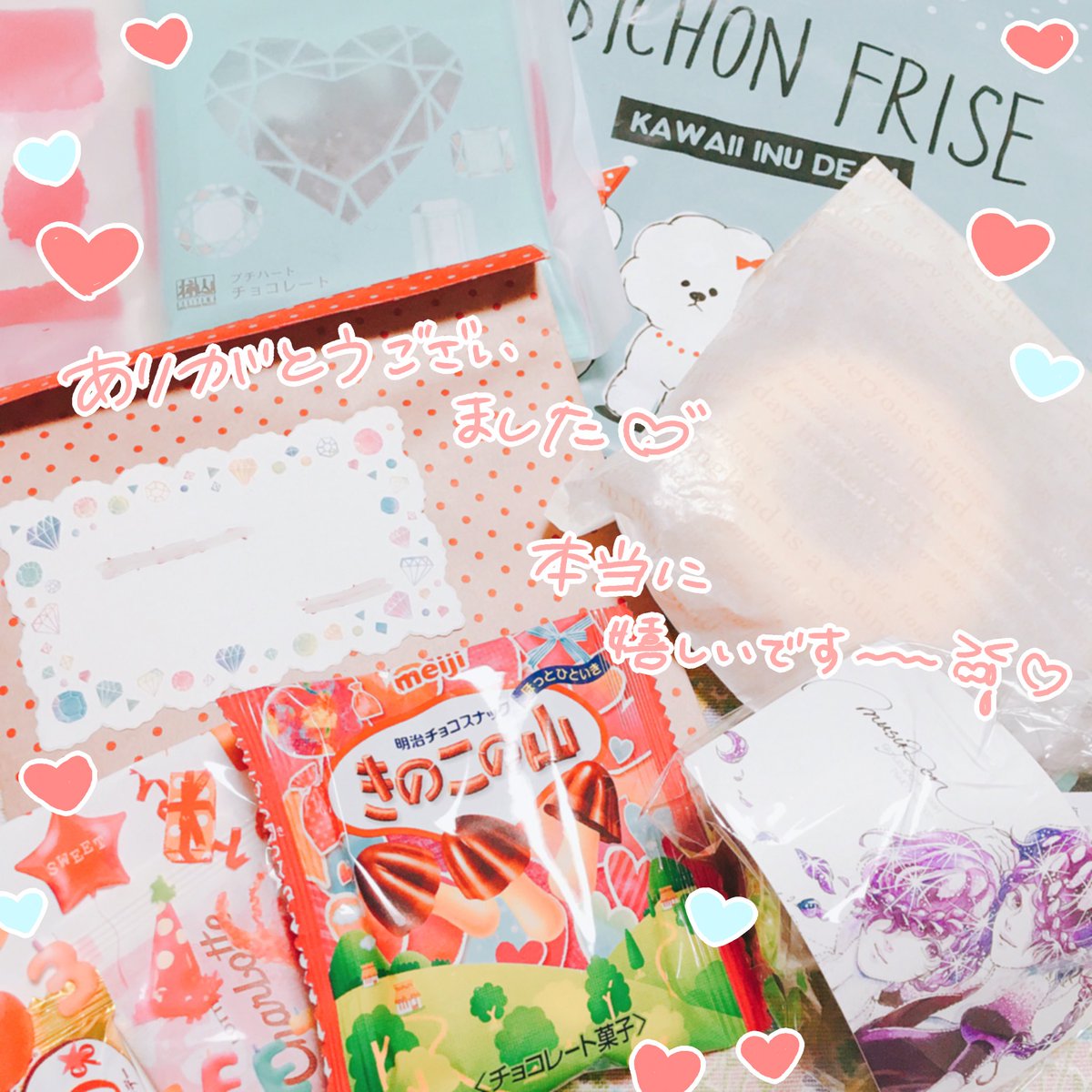 いつもお世話になっている方から差し入れを頂きました 本当にありがとうございます; 頂けるとは思ってなかったので、本当に嬉しいです～～;✨
ご馳走になりました～💗💖🍪🍩