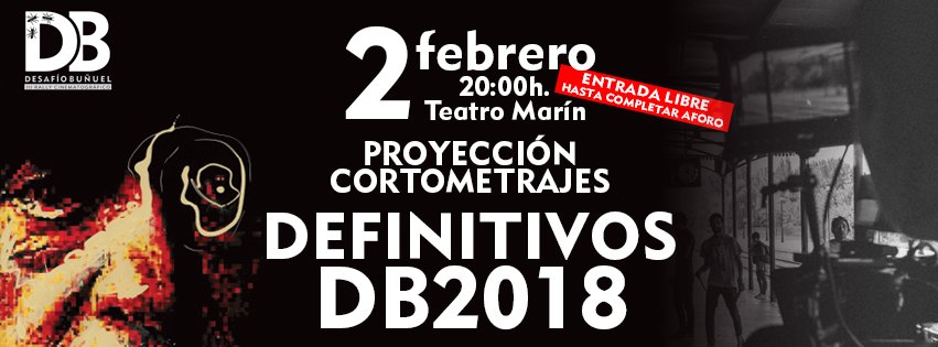 desafiobunuel's tweet photo. GALA DEFINITIVOS #DB2018 | ¡Recordad! Últimas versiones, estreno✨ y recordando @amome_corto 
🔴 La entrada es LIBRE. No hay invitaciones. Pero ¡👀ojo!, las puertas se cerrarán cuando se complete el aforo.
#TeruelDeCine #AragónDeCine @AmantesTeruel @CulturaAragon @ibercaja https://t.co/ktg9DReXqF