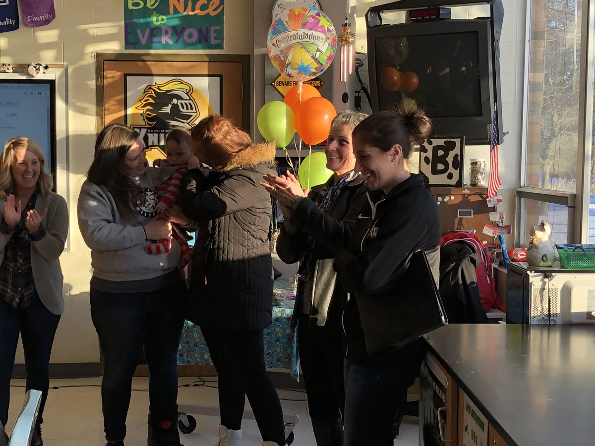 LauraKempALLIN's tweet photo. Surprise visit to announce nomination for @troyschools Teacher of the Year for Phenomenal Teacher, Colleague &amp; Coach @kerry_brennan4 @SmithKnights @CBonnellSMS @EwaOstrowski @MrsSilagy @gcpsebastian @Miss_Hopkins23 @wallsscience7 https://t.co/A4JS9taRbY