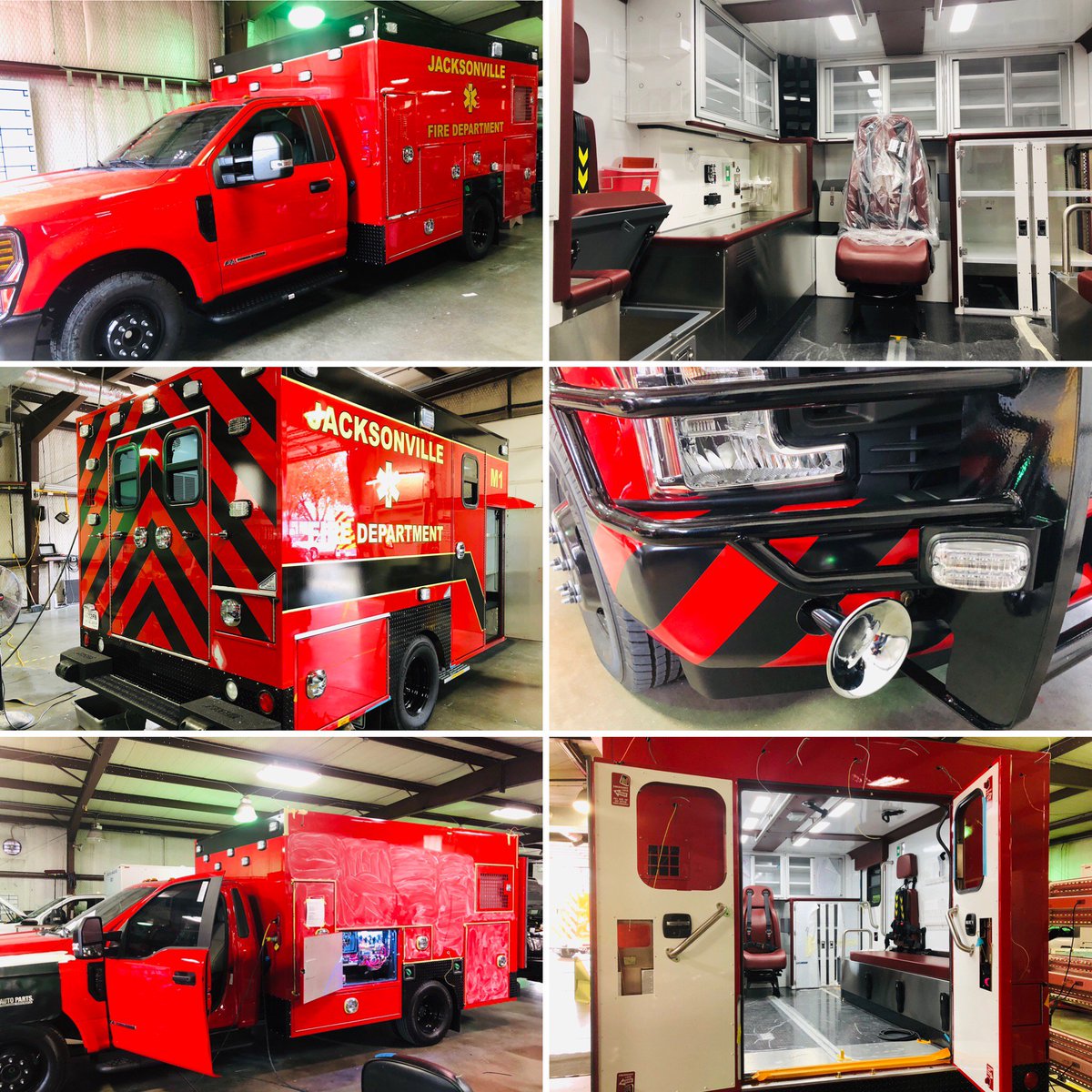 frazerbilt's tweet photo. Jacksonville Fire Department (TX) - More lettering and striping work underway on your trio of Frazers. Cabinets, counter, chairs and flooring have all been installed! LEARN about your crash tested @AustinHardware #LifeDefender Cabinets: https://t.co/GbV0VsE6FY #frazerbilt https://t.co/r5IwyMsS7n