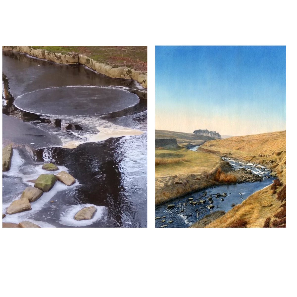 PStangroom's tweet photo. An unusual phenomenon spotted on Devil’s Water today - an ice circle! #Northumberland #painting #Prudhoe #gallery #Corbridge #Hexham #Durham #Newcastle #fineart #watercolour #artist #allendale #teesdale #pennines #devilswater
Devil’s Water >> https://t.co/JlKHkbzN4n https://t.co/RPMNa7PZrr