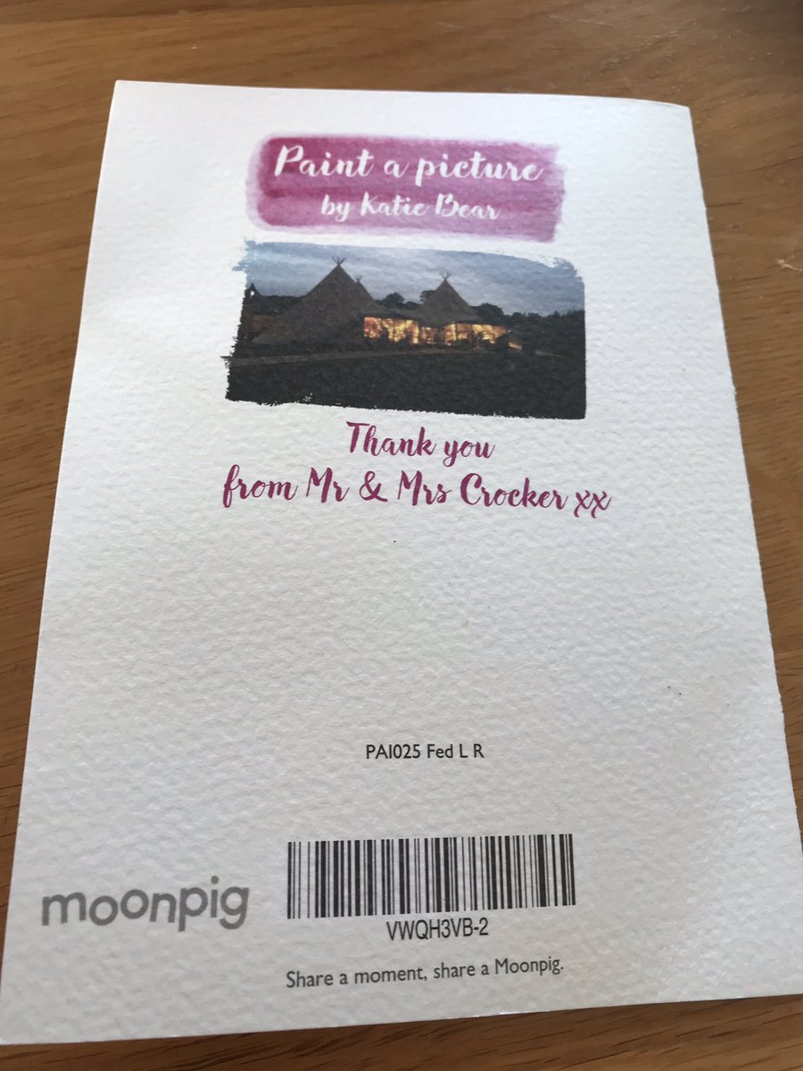FAB FRIDAY MAIL
•••••
Such a lovely personalised ‘Thank you’ card was waiting for us at our old base!
Thanks so much Mr &amp; Mrs Crocker for your amazingly kind words &amp; feedback, we loved meeting you guys &amp; helping make your special day just that!
You’ve made our day 🤗 #Tipis