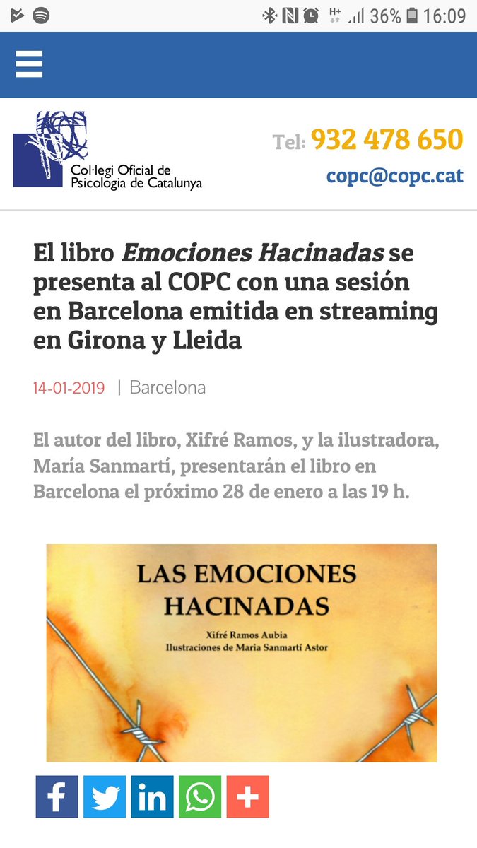 Las Emociones Hacinadas, con Maria Sanmartí, Patricia Martorell y Xifré Ramos, en el Colegio Oficial de Psicologia de Barcelona📚 #LibrosRecomendados #lasemocioneshacinadas_libro
<a href="/CopecPedagogs/">Col•legi Oficial de Pedagogia de Catalunya</a> <a href="/BRE_redes/">Bienvenido Refugiado</a> <a href="/stopmaremortum/">Stop Mare Mortum</a> <a href="/BlanquernaFPCEE/">Blanquerna FPCEE</a> <a href="/walkingborders/">Caminando Fronteras</a> <a href="/vialliure/">Via lliure RAC1</a> <a href="/Implicadosorg/">Publicitarios Implicados</a>