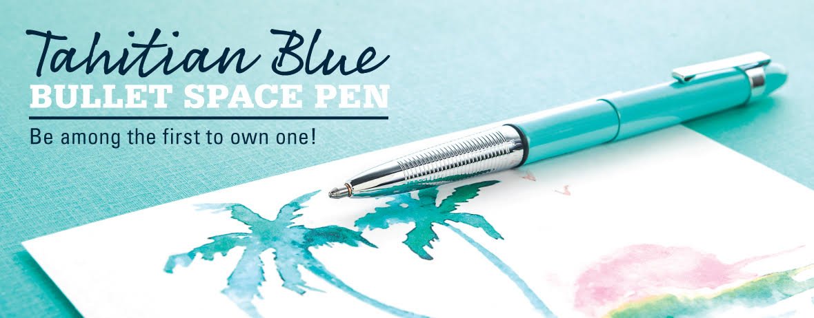 AllwritePaper's tweet image. Binnenkort verkrijgbaar, nu bestelbaar; de geheel nieuwe Tahitian Blue Bullet Space Pen